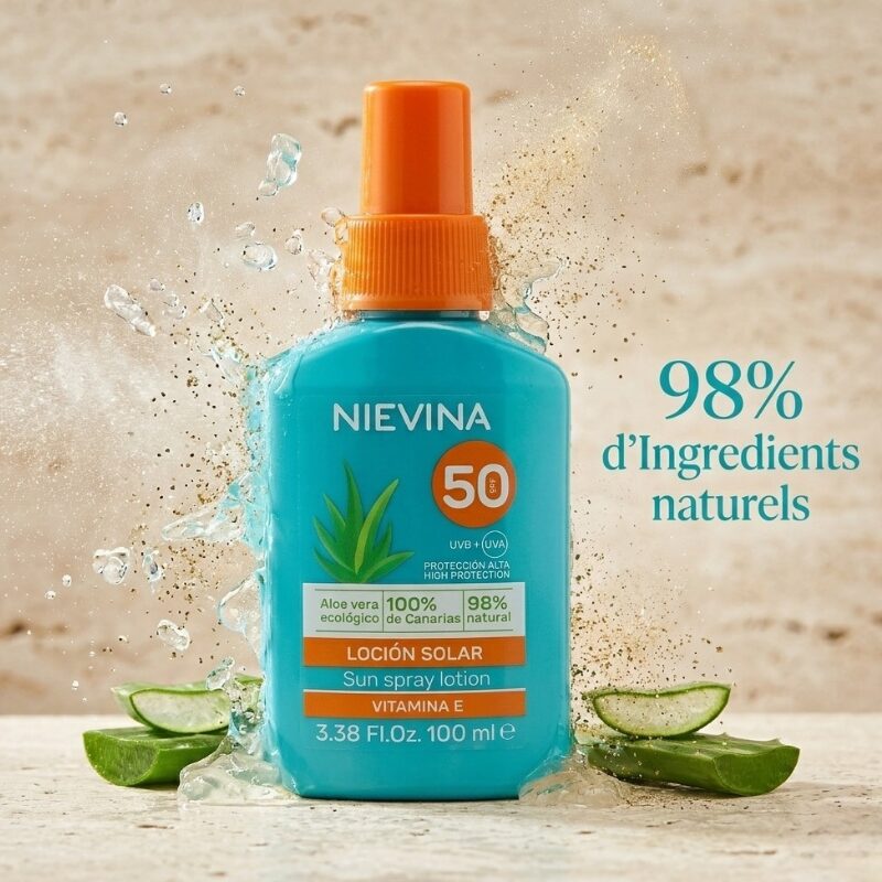 protection solaire 50 nievina 🌿 Nievina Aloe Vera : Très Haute Protection & Hydratation Vitamine E 100ml (SPF 50) – Image 1