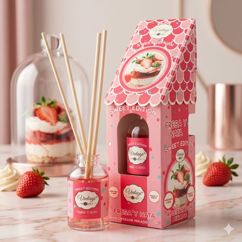 🍓 Mikado "Fraise et Crème" – Vintage Home (30 ml) 🍦