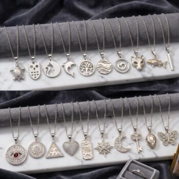 Mélange de 20 : Collier avec Pendentif Argenté en Acier inoxydable de haute qualité