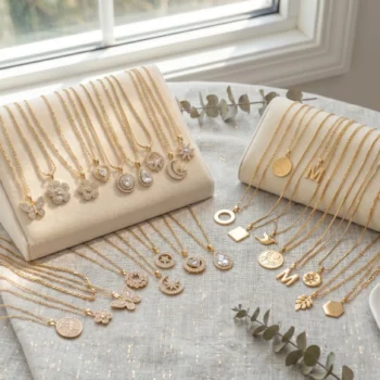 Mélange de 10 ( 1,90€ Pièce) Collier avec Pendentif Doré en Acier inoxydable de haute qualité – Image 3