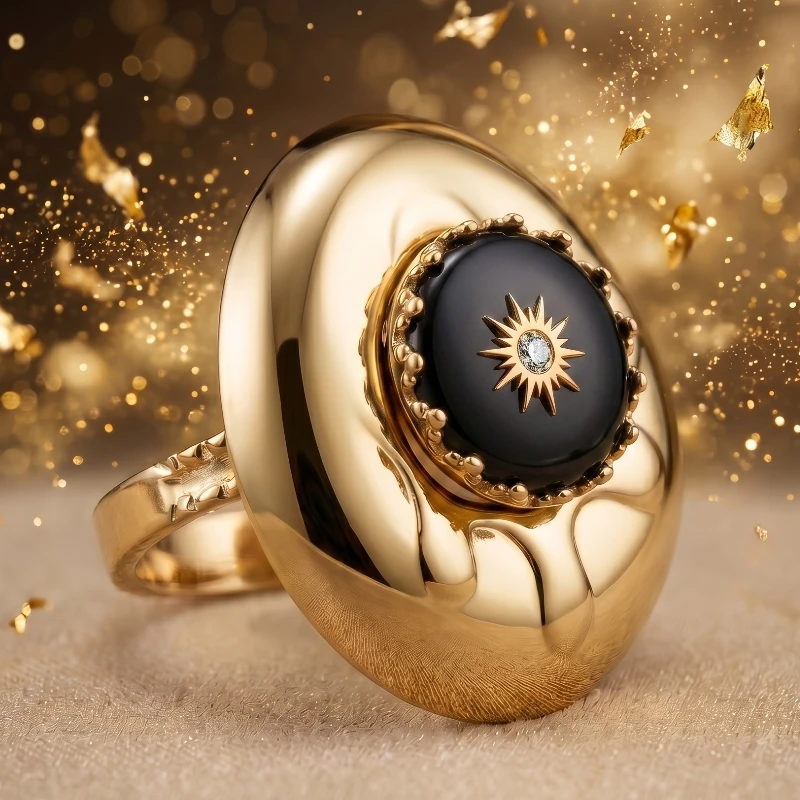 fournisseur en bague haute qualité (1) 💍 Grosse Bague Élégance Premium En Acier Inoxydable– Collection Éclat Hauteur 3cm 🌟 Noir – Image 1