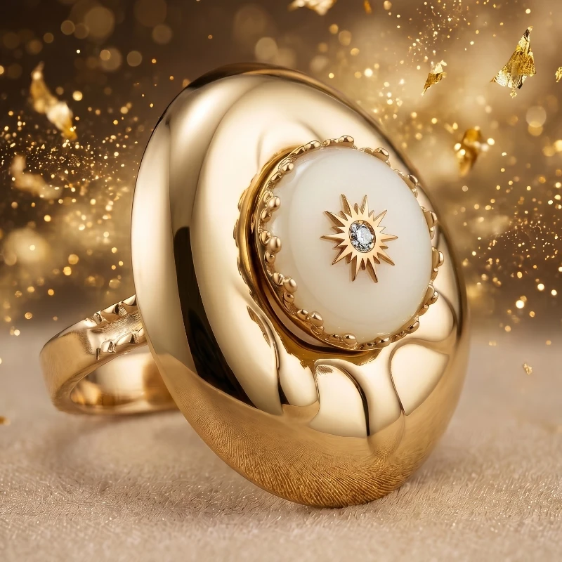 fournisseur en bague haute qualité (2) 💍 Grosse Bague Élégance Premium En Acier Inoxydable– Collection Éclat Hauteur 3cm 🌟 Couleur Ivoire – Image 1
