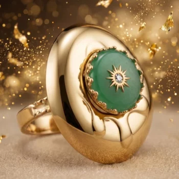 💍 Grosse Bague Élégance Premium En Acier Inoxydable– Collection Éclat Hauteur 3cm 🌟 Vert