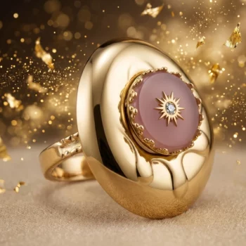 💍 Grosse Bague Élégance Premium En Acier Inoxydable– Collection Éclat Hauteur 3cm 🌟 Vieux Rose