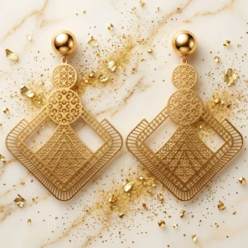 ✨ Boucles d'Oreilles Créoles "Soleil Levant" ✨ 7,50cm X 5,50cm