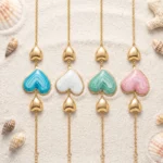 ✨ Lot de 4 Bracelets en Acier Inoxydable – Collection Pastel Nacré ✨