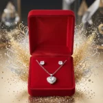 ✨ Parure Éclat Éternel Argentée : Collier Cœur & Boucles d'Oreilles Strass + Coffret
