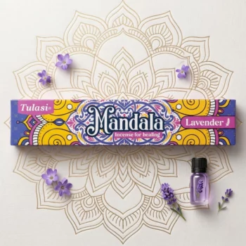 Présentoir de 12 ✨ Boîtes de 20 encens Tulasi Mandala - Parfum Lavande ✨