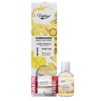Carton de 12 🍍 Mikado "Sueño Tropical" – Vintage Home (100 ml + Recharge 50 ml offerte) 🥭 – Image 2