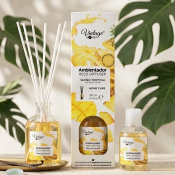Carton de 12 🍍 Mikado "Sueño Tropical" – Vintage Home (100 ml + Recharge 50 ml offerte) 🥭