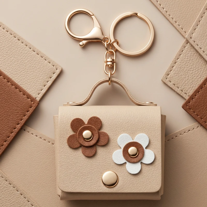 fournisseur en porte clé porte monnaie (1) Lot de 12 Mini Porte-monnaie & Porte-clés Floral, 3 Couleurs, 6,50cm X 6,50cm – Image 1