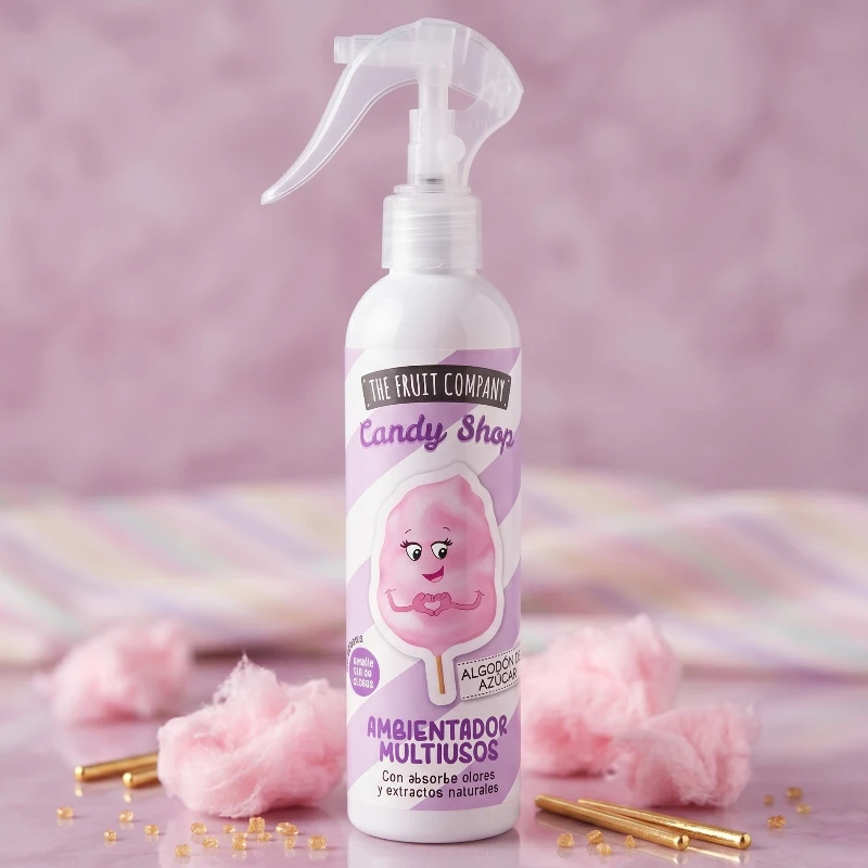 fournisseur en spray d'ambiance barbe à papan the fruit company Carton de 12 🍭 Spray Désodorisant Polyvalent Algodón de Azúcar (Barbe à Papa) – The Fruit Company (200 ml) 🎪 – Image 1