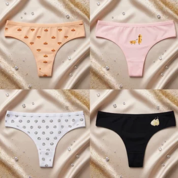 🍑 Lot de 24 Tangas "Aina New Style" - Motifs Fun & Confort Coton ✨
