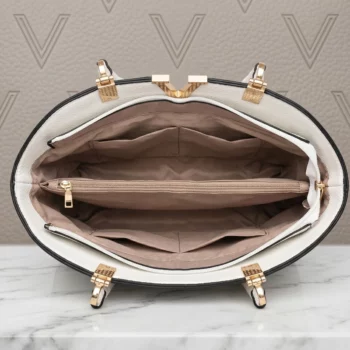 👜 Sac à Main Élégant en Simili Cuir – Blanc Intemporel 🖤 35cm – Image 3
