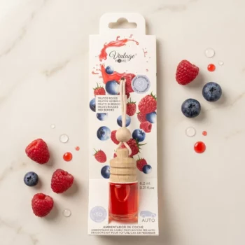CARTON DE 12 🍒 DÉSODORISANT VOITURE VINTAGE HOME – FRUITS ROUGES (6,2 ML)