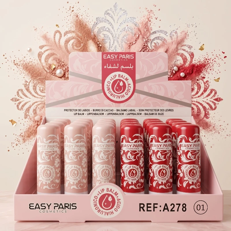baume à lèvres rientale easy pary A278 💋 PRÉSENTOIR DE 24 BAUMES À LÈVRES EASY PARIS – COLLECTION ORIENTALE – Image 1