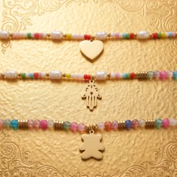 💎 Mélange de 10 Colliers Perles & Dorés en Acier Inoxydable – Motifs Assortis – Image 3