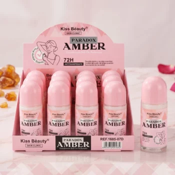 ☁️ Présentoir de 12 déodorant roll on parfumé "Paradox Amber" - kiss beauty ✨