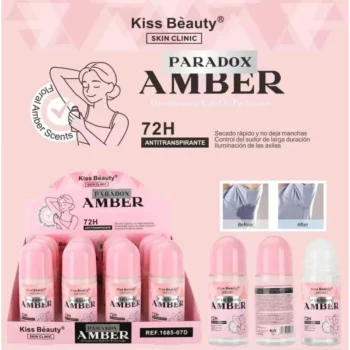 ☁️ Présentoir de 12 déodorant roll on parfumé "Paradox Amber" - kiss beauty ✨ – Image 2