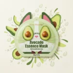 👤 Lot de 12 Masques Tissu Visage "Avocado Essence" 🥑 Nutrition Intense & Peau Douce – Kiss Beauty 🧴