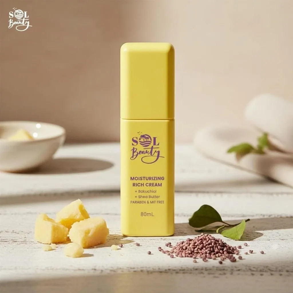5013692294416 💛 Crème Hydratante Sol Beauty au Bakuchiol & Beurre de Karité (80 ml) : Jeunesse, Nutrition & Éclat ! ✨ 🧖♀️ – Image 1