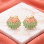 ✨ Paire de Boucles d'Oreilles "Coquillage Coloré Vert" En Acier Inoxydable ✨