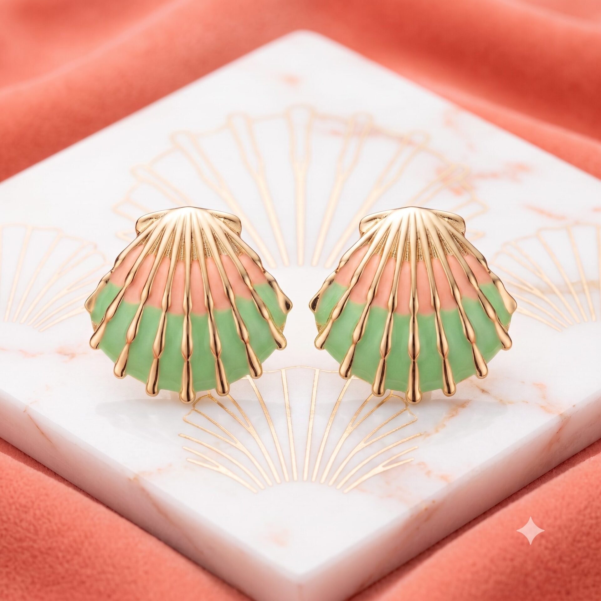 Gemini_Generated_Image_8808t68808t68808 ✨ Paire de Boucles d'Oreilles "Coquillage Coloré Vert" En Acier Inoxydable ✨ – Image 1