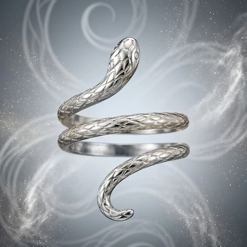 bague en acier inoxydable serpent argenté 🌟 Pack Revente Premium : Collection 12 Bagues Argentées Acier Inoxydable & Présentoir Coussin – Image 1