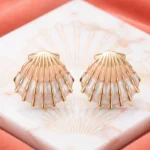 ✨ Paire de Boucles d'Oreilles "Coquillage Coloré Blanc Nacré" En Acier Inoxydable ✨