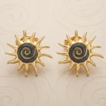 ✨ Paire de Boucles d'Oreilles "Soleil Coloré Noir" En Acier Inoxydable ✨