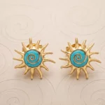 ✨ Paire de Boucles d'Oreilles "Soleil Coloré Turquoise" En Acier Inoxydable ✨