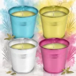 🍋 Lot de 6 bougies à la Citronnelle 33 GR dans un pot en fer coloré ✨