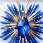 Collier Doré Avec Pendentif Main Effet Cristal Couleur Bleu