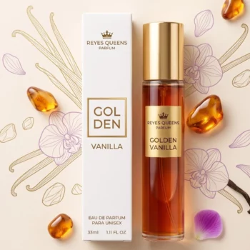 🌟Revente Premium🌟 Présentoir de 20 : Eaux de Parfum Unisex 33ml "GOL DEN VANILLA" - Reyes Queens