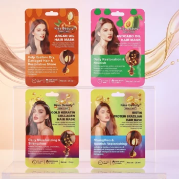 👑 Pack Économique de 32 Masques Capillaires Kiss Beauty (4 Variétés x 8) : Cure Complète Soin & Nutrition Ultime ! ✨ 💆‍♀️