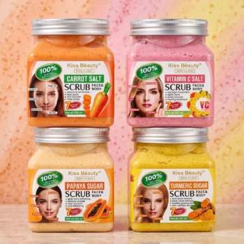 🌟 Pack Économique de 24 Gommages Visage & Corps Kiss Beauty (320 ml) : Peau Parfaite & Éclat Visible en 7 Jours ! ✨ 💆‍♀️