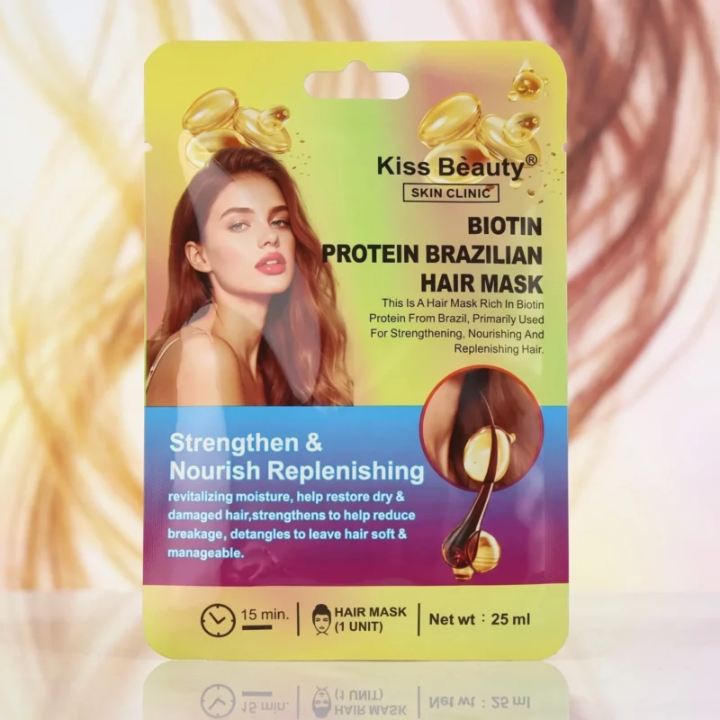 Lot de 8 Masques Capillaires Kiss Beauty Biotine & Protéine Brésilienne (25 ml) : Force, Nutrition & Soin Brésilien ! ✨ 💆‍♀️
