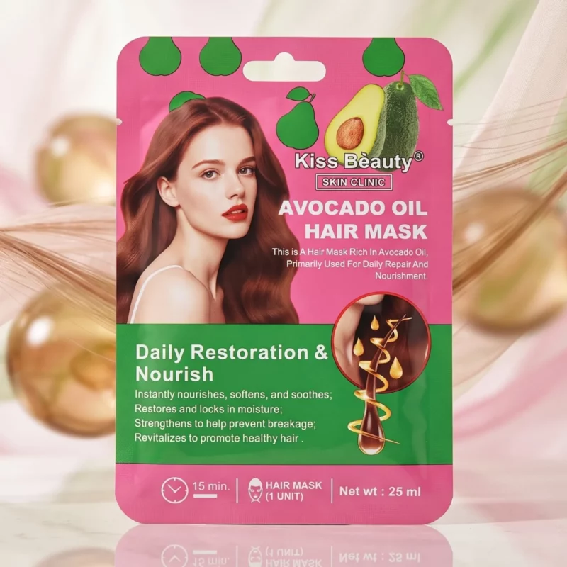 🥑 Lot de 8 Masques Capillaires Kiss Beauty Huile d'Avocat (25 ml) : Nutrition Intense & Réparation Ultime ! ✨ 💆‍♀️