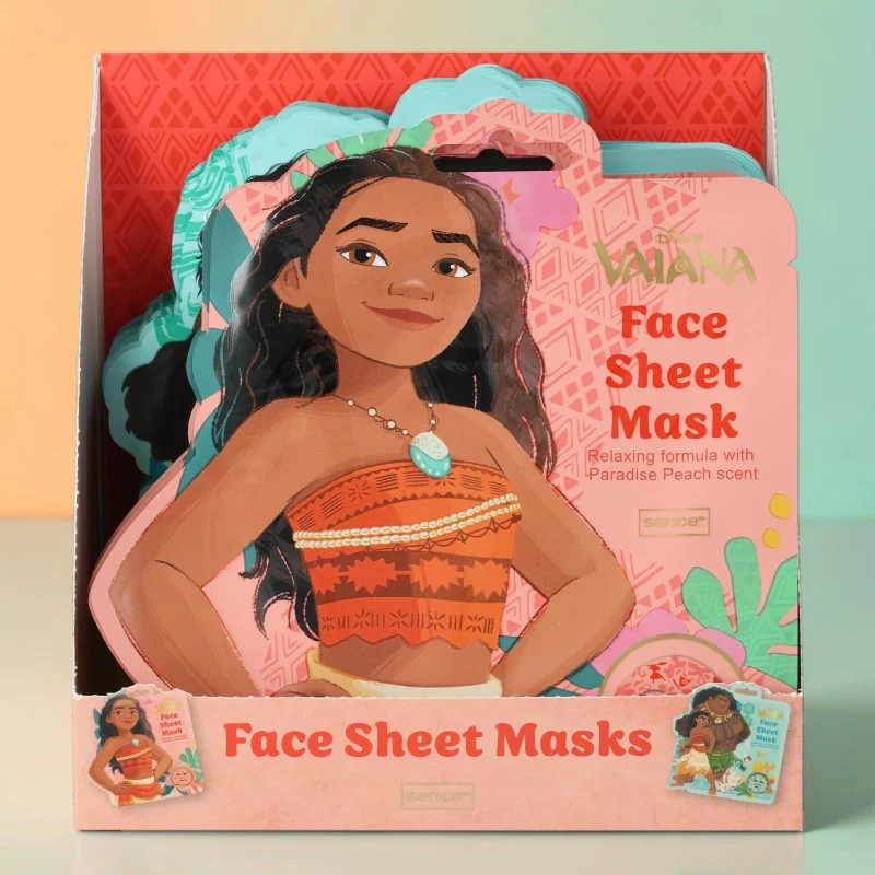 masque de visage vaina Lot de 24 🏝️🌸 Évasion Tropicale & Détente : Masque en Tissu Imprimé Vaiana - Disney🌊🍑 – Image 1