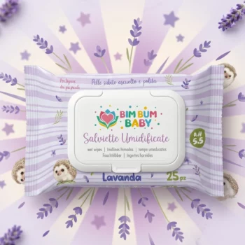 💜 lot de 12 paquets de 25 LINGETTES HUMIDES POUR LAVANDE BÉBÉ, BIM BUM BABY 👶