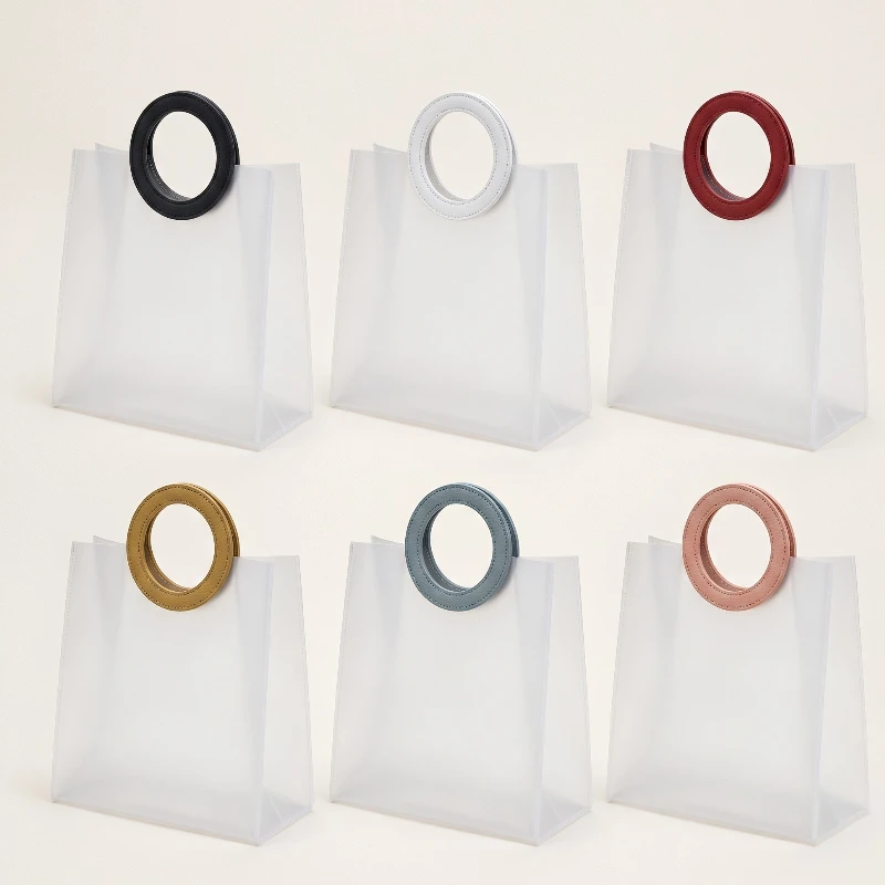 sac transparent pvc coloré 23 _ 20 _ 10 🛍️ Lot de 12 Sacs Translucides PVC (20x10x23 cm) : L'Écrin Dépoli avec Anses Rondes Colorées ! ✨ 🌈 – Image 1